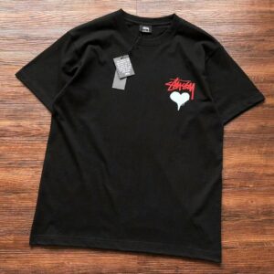 Stussy-Stock Heart Logo Tee-Black T-shirt Front